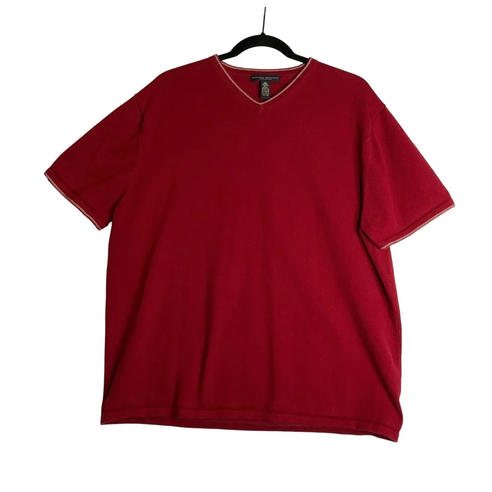Banana‎ Republic Polo Burgundy Pima Cotton V-Neck Short Sleeve Pullover Shirt XL